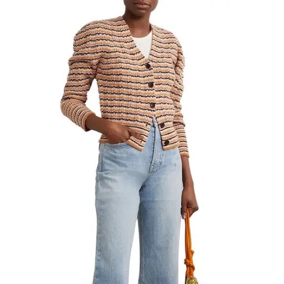 A.L.C. Rebekah Stripped Wool Blend Cardigan - Picture 1 of 10